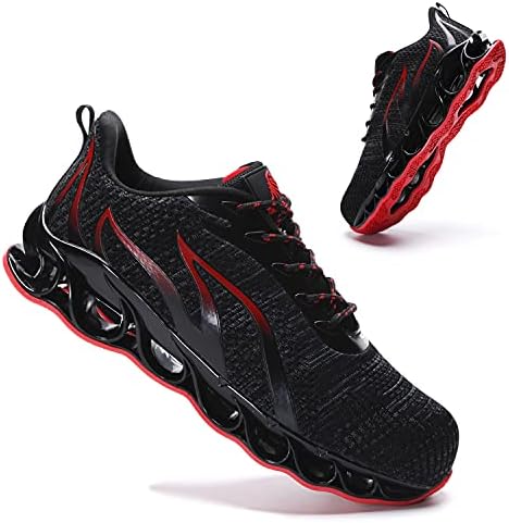 DREAM HORSE Steel Toe Indestructible Work Shoes for Men Women Lightweight Mesh Safety Industrial Construction Shoes Puncture Proof Non Slip Shoes, Black_red, 10