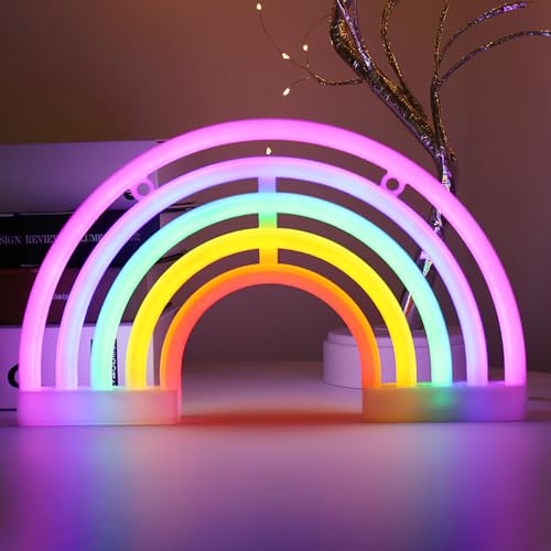 DAWRIS Regenbogen LED Neon Light Sign Deko, LED Neon Light Leuchtreklame...