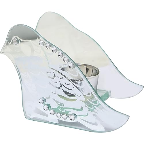 Image of Bird Tealight Hestia Glass Mirror Candle Holder - Gift, T Lite Organiser | Single Tea Light Stand | Home Decoration | Therapeutic | Ornament, House Warming | Keepsake