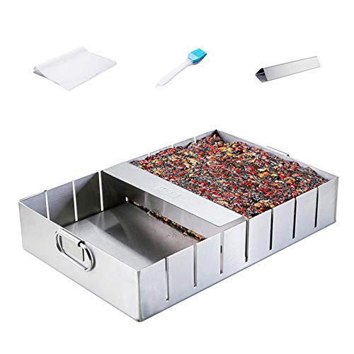 - Molde rectangular ajustable para tartas con separadores, rectángulo de cobre, moldes para hornear, placas para galletas, horno antiadherente