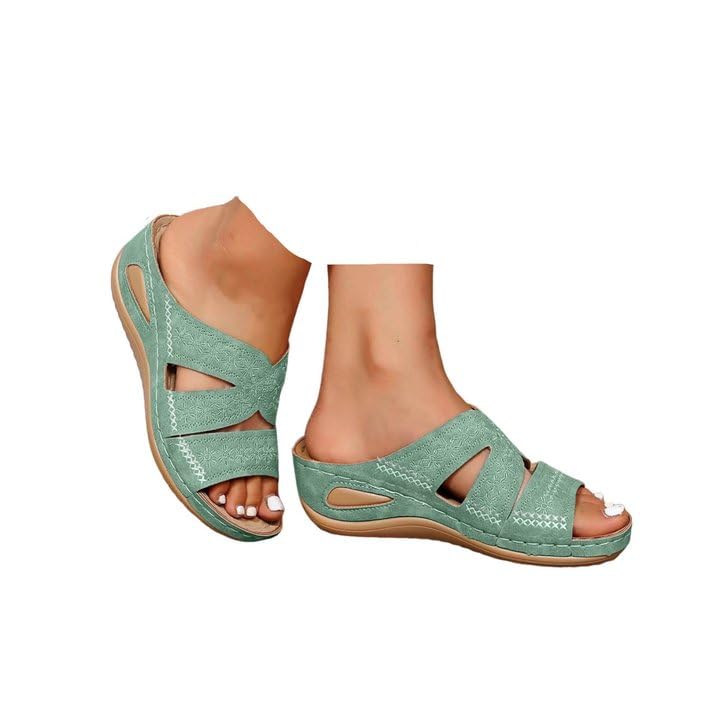 Orthopedic Wedge Sandals for Women Summer Dressy 2025 Flat Open Toe Platform Sandals Casual Boho Slip on Sandals Beach Sandals Dress Shoes Comfortable