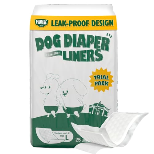 Image of PAWPANG Dog Diaper Liners Trial Pack, Absorbent Inserts, 25ct, Large