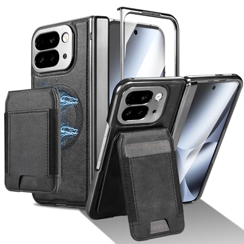 Coque Pixel 10 Pro Fold 2 en 1 housse noire magnétique mince anti-choc avec support