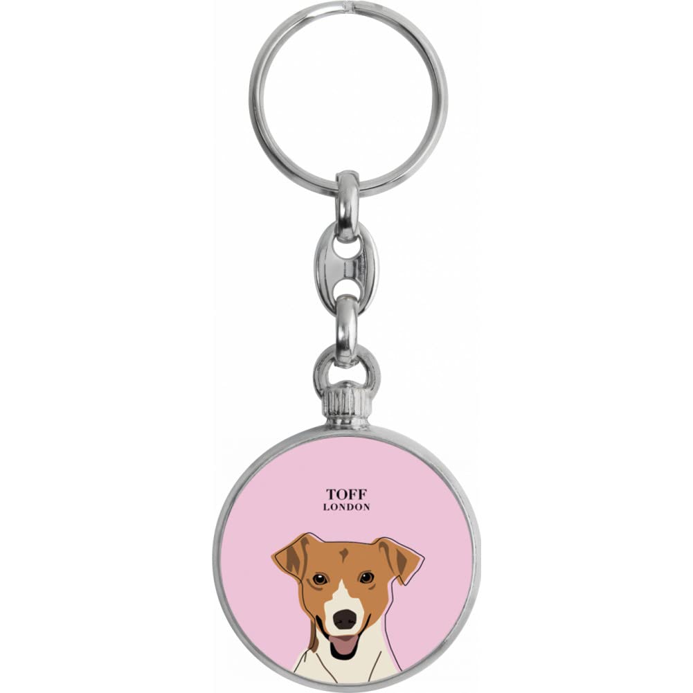 Toff London Unisex Silver Beige Jack Russell Terrier Dog Head Keyring