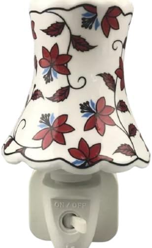AcaciaHome Durable and Clasic LED Night Light - Colorful Floral Ceramic Decorative Light | Ideal for Bedrooms, Hallways, Bathrooms Nighttime Lighting Solution - Perfect Home Decor (Floral Plug)