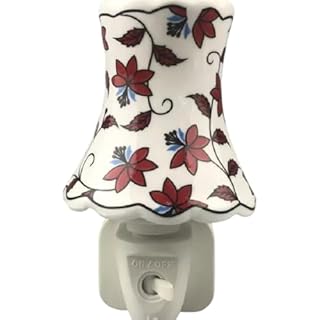 AcaciaHome Durable and Clasic LED Night Light - Colorful Floral Ceramic Decorative Light | Ideal for Bedrooms, Hallways, Bathrooms Nighttime Lighting Solution - Perfect Home Decor (Floral Plug)