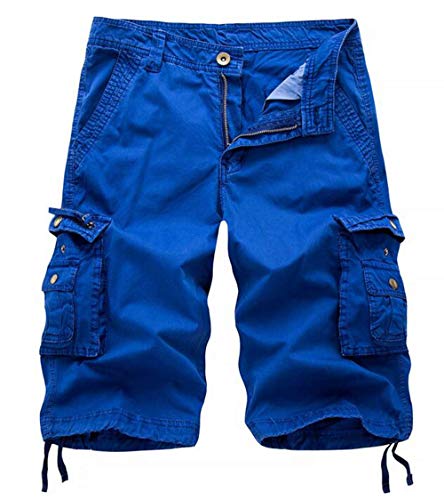 Men's Relaxed Fit Cargo Short Lightweight Classic Fit Multi-Pocket Outdoor Premium Casual Short Big and Tall Sizes(34,Blue)