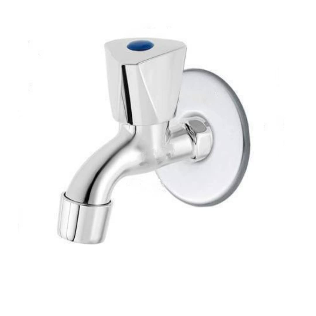 Cossimo Trio Zinc Alloy Wall Mounted Bib Cock Short Body for Bathroom, Chrome, Silver (1/2" Inch, 13mm) - Set of 1