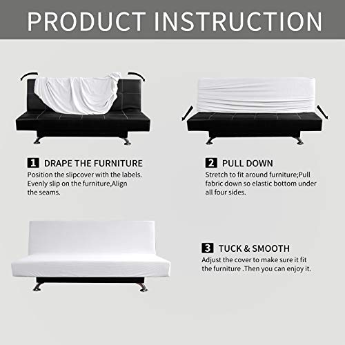Image of Easy-Going Stretch Large Futon Slipcover Armless Futon Cover Snow White