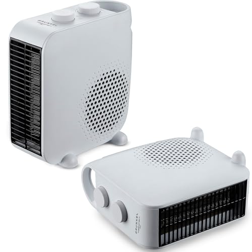 Calefactor GRUNKEL CF-2000DUAL 2000W | 2 Niveles de Potencia | Termostato Regulable | Función Ventilador | Uso Horizontal o Vertical | Protección Sobrecalentamiento | Diseño Compacto Dual Position