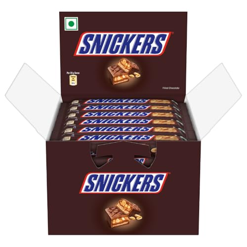 Snickers Peanut Filled Chocolate Bar | Loaded with Delicious & Nutritious Roasted Peanuts, Nougat & Caramel | Nutty Chocolate Treat for Sharing | 22g | Pack of 32