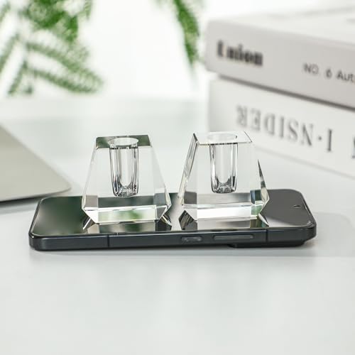 QFkris 2-Pack Crystal Single Pen Holder for Desk, 1.8" Fancy Fountain Pen Stand, Glass Feather Pencil Holder for Office Desktop Decoration, Gift for Man Woman Students Teachers Father Boyfriend - Image 6