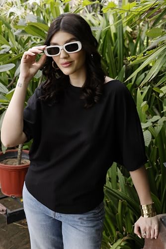 Image of Zilcon Womens Half Ballon Sleeve t-Shirt Tops Boat Neck Loose Fit Casual Workout T-Shirts