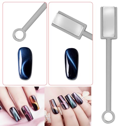 Image of 4Pcs Cat Eye Magnet for Nails, Nail Magnets Cat eye Magnet for Nails Art, Double-Head Nail Magnetic Cat Eye Gel Nail Polish Magnet Wand Strong Suction Board Nail Manicure Tool Set for Salon DIY Home