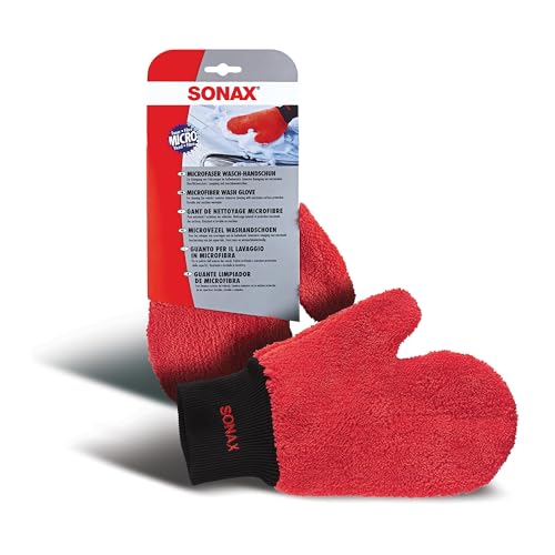 SONAX Microfaser WaschHandschuh (1 Stück) bequemer Handschuh mit maximalem Oberflächenschutz, schonende Reinigung Aller Lack, Glas und Kunststoffoberflächen, Art-Nr. 04282000