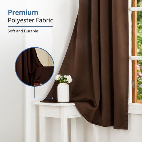 Image of Amazon Brand - Solimo Polyester 100% Blackout Plain Window Curtains|100% Room Darkening| 6 Feet |Set of 2| Plain Design | Blackout|for Living Room Kids Room and Bedroom | Color- Dark Brown