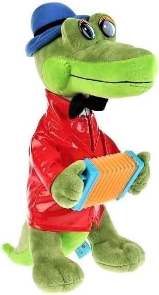 Eksmo Vintage Soviético Coleccionable Cocodrilo Krokodil Gena con acordeón. Uno de los más famosos Soyuzmultfilm soviético, verde