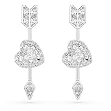 Swarovski Pendientes Idyllia, Tallas mixtas, Corazón con flecha, Blancos, Baño de rodio