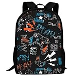 D-WOLVES Funny Video Game Weapon Gamer Backpack for Girls Boys Teens Women Men, College Student Bookbag Casual Hiking Daypack, Perfect for Back to School Travel Library Outdoor