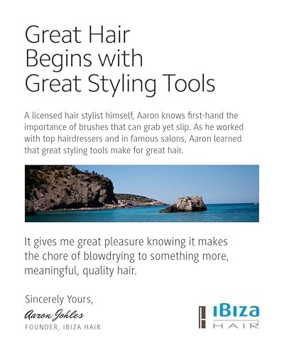 Ibiza Hair Boar Bristle Round Brush (G Series) | Hybrid Swirled Boar & Carbon Fiber Nylon Bristles with Cork Handle | Adds Shine & Texture for Medium to Long Styles