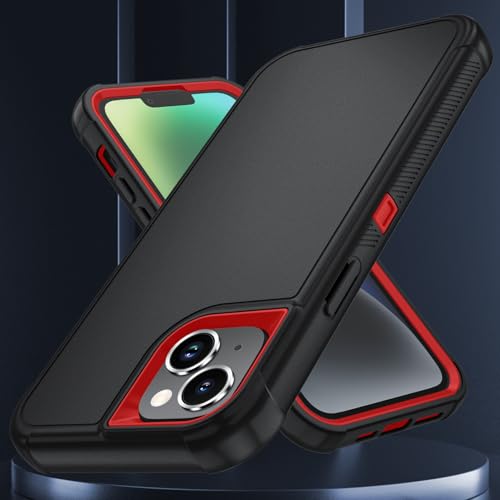 Image of SunStory Compatible with iPhone 12 Mini / 13 Mini Case with HD Screen Protector, 3-Layer Heavy Duty Full-Body Cover,3 in 1 Hybrid Protective Case for iPhone 12 Mini / 13 Mini 5.4 inch, BlackRed