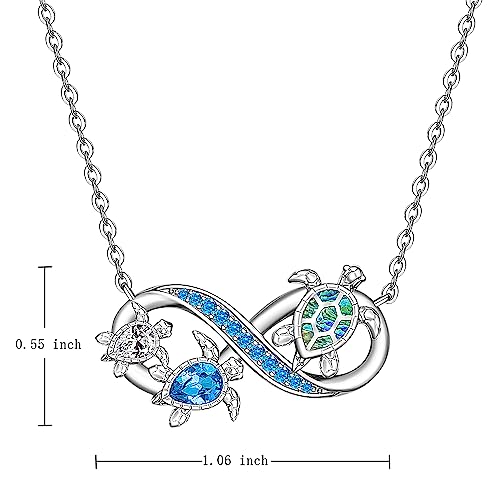 Fenthring Turtle Necklace for Women Infinity Blue Turtle Pendant Necklace Sterling Silver Abalone Turtles Mother Daughter Jewelry Charms Mothers Day Christmas Gifts2