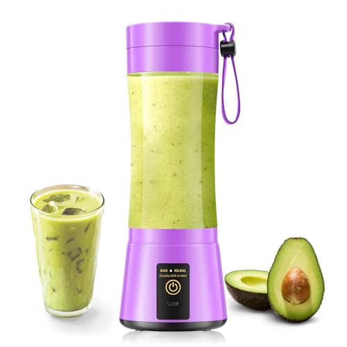 Image of Mini Cordless Personal Smoothie Blender - 12oz Portable Blender in Travel | Portable Blender with Lightweight & Leak-Proof, 6 Steel Blades, Easy Clean, BPA-Free, Freshly Squeezed in Sports /Office /Gym