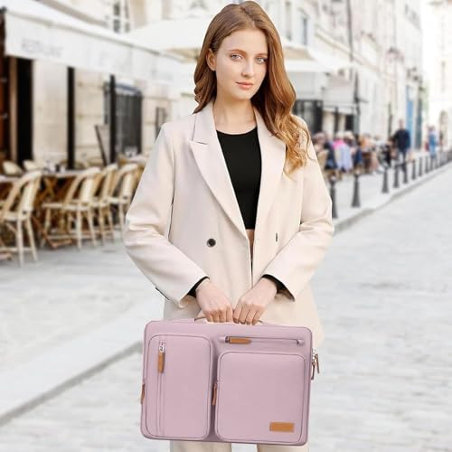 Image of MOSISO 360 Protective Laptop Case 13.3 inch, 13-13.3 inch Laptop Sleeve Compatible with MacBook Air /Pro 13 / Pro 14,HP Dell Acer ASUS,Side Open Carrying Case with 4 Zipper Pockets&Handle, Pastel Pink