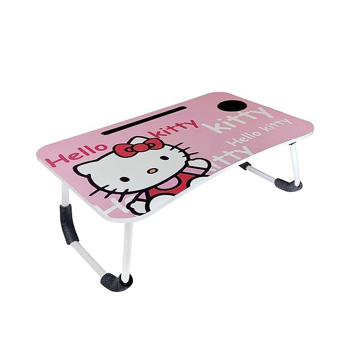 MARIDEX Multi-Purpose Foldable Hello Kitty Printed Study Table with Cup Holder Lap Desk/Food Desk for Bed, Travel Desk with Ergonomic Design, Round Edges & Non-Slip Legs 59.7 x 39.3 CM (B0DFP18463) Amazon Price History, Amazon Price Tracker