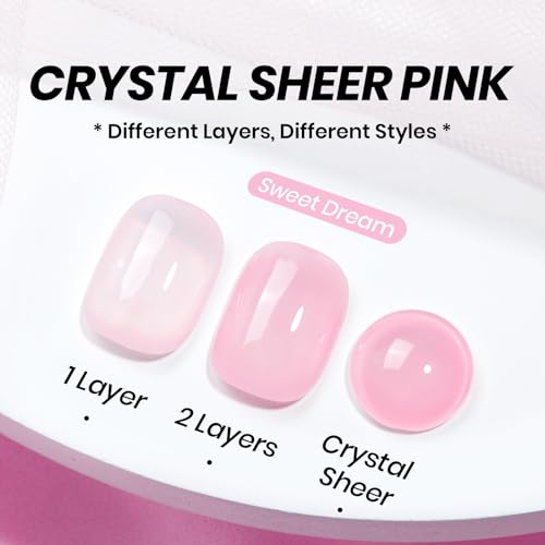 Image of Beetles Pink Gel Nail Polish - 15ML Baby Pink Nude Gel Polish Nail Concealer Jelly Sheer Translucent Effect Soak Off UV French Nail Art Design Manicure Gift for Women