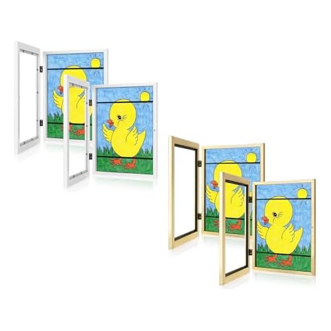 [4-Pack] Kids Art Frames, 8.5x11 Front Opening Kids Artwork Frames Changeable, White & Gold Artwork Display Storage Frame for Wall, Holds 50 Pcs, for 3D Picture, Crafts, Hanging Art, Portfolio… Cover
