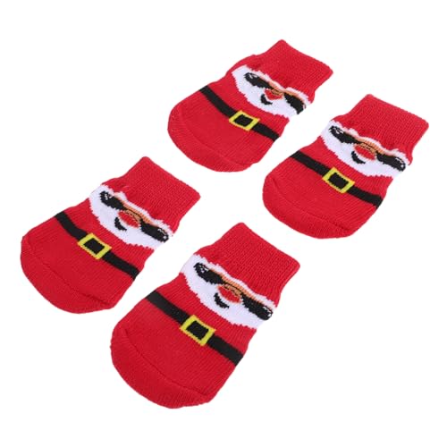 COLLBATH Elastic Dog Socks 4 Pack Breathable Dog Paw Warmers Antiskid Small Puppy Washable Portable