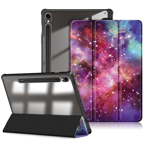 DINGGUAGUA Funda paraTablet Samsung Galaxy Tab S9 11 Pulgadas 2023 SM- X710/X716B/X718U,Tapa Trasera Transparente Tablet Estuche con Función de Soporte para Bolígrafo S,Galaxia