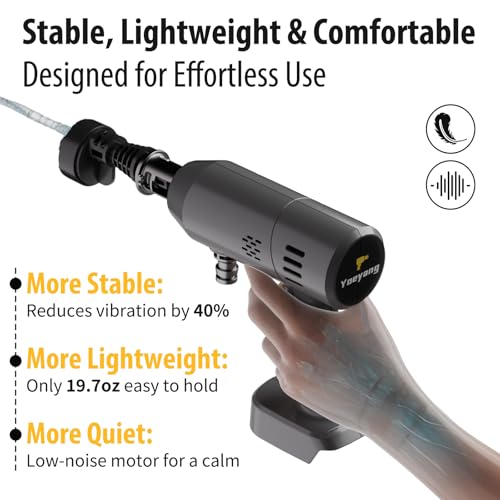 Image of Yoeyang Portable Mini Handheld Cleaning Tool with 2 Batteries | Lightweight Compact Spray Tool with 6-in-1 Nozzle for Car Patio Fence Window Garden Outdoor Use(Grey)