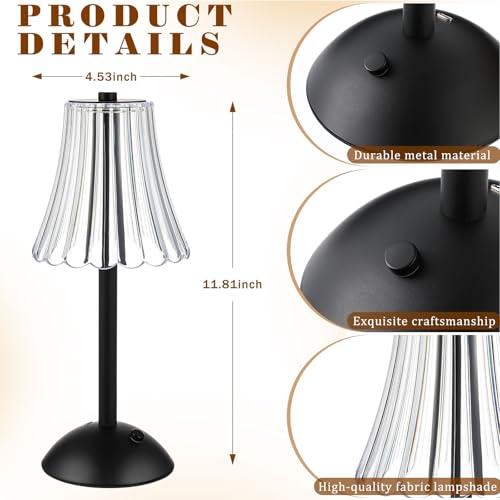 Image of Liliful 4 Pcs Cordless Table Lamp Rechargeable Touch LED Small Gold Portable Battery Operated USB-c Desk Lamp 3 Color Dimmable for Bedroom Living Room Dining (Black,Rose Style)