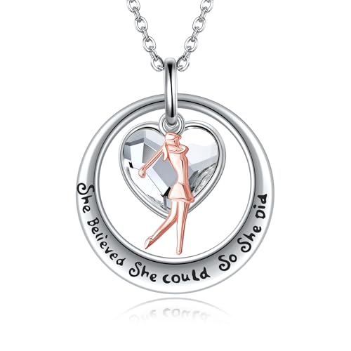YFN Golf Necklace Gifts Sterling Silver Golf Crystal Pendant Necklace Golf Jewelry for Women and Golfer Lovers