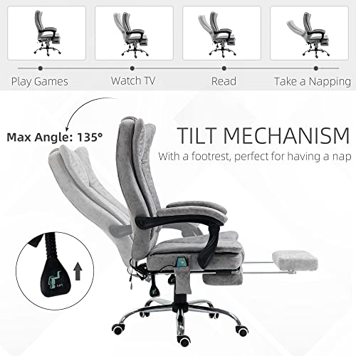 Vinsetto Microfiber Office Chair, High Back Computer Chair With 6 Point Massage, Heat, Adjustable Height And Retractable Footrest, Grey #TOP5