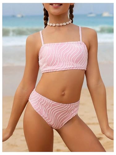 SOLY HUX Girl's Two Piece Swimsuit Textured Spaghetti Strap Bikini Set Bathing Suit4