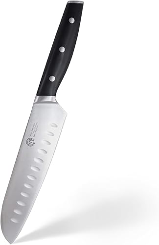 Miniatura 1 de MasterChef Santoku - Cuchillo de cocina de 12 pulgadas con hoja de acero inoxidable de alto carbono y asas triples remachadas, cuchillo de cocina de