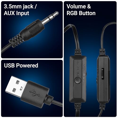 ZEBRONICS Igloo 2, 2.0 USB Computer Speakers, 10 Watts, RGB LED, USB Powered, AUX, Volume Control Pod for PC, Laptops, Desktop (Black) - Image 6