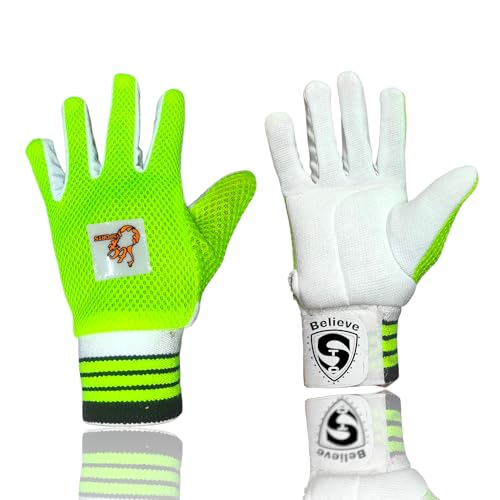 Image of Cricket Wicket Keeping Inner Gloves | Green-Lemon | Cotton | Men |Quality Products | 100% Customer Satisfaction | Comfortable & Durable Fit