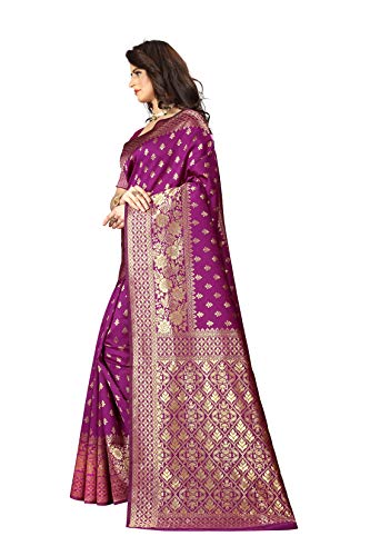 Image of Flosive Women's Present Beautiful Kanjivaram Soft Silk Saree With Blouse