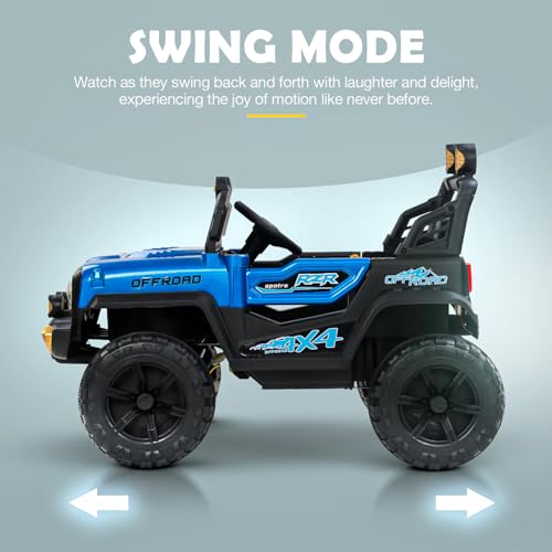 Image of Baybee 4x4 Battery Operated Jeep for Kids, Ride on Toy Baby Car with LED RGB Light & Music, Rechargeable Electric Jeep, Big Battery Car for Kids (Wrangler, Wrangler Blue)