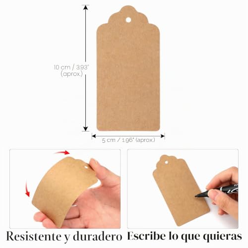 Miniatura 2 de G2plus Etiquetas De Papel De Estraza De 300 G M , 5 Cm X 10 Cm, Etiquetas Con Cordón