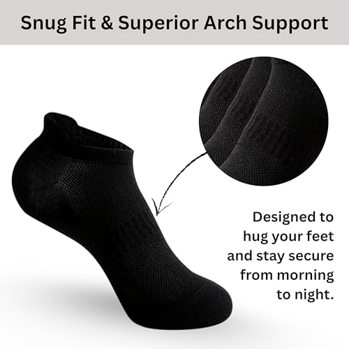 RELY+ Women's Ankle Socks - 6 Pairs Low Cut Tab & No Show Athletics Sports Running (Black White & Grey)3