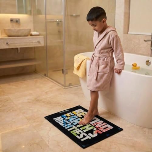 Image of Athom Living Cartoon Printed Themed Multi Colored Kids Premium Nylon Bathmat, with Latex Backing, Anti-Slip Bathmat, 37 x 57 cm, Pack of 1 (Marvel)