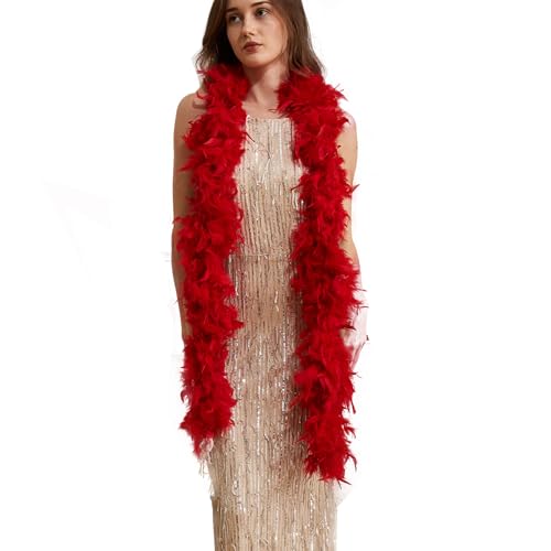 2 Yards 80g Turkey Chandelle Feather Boa for DIY Craft Party Dancing Dress Up Halloween Decoration-Red