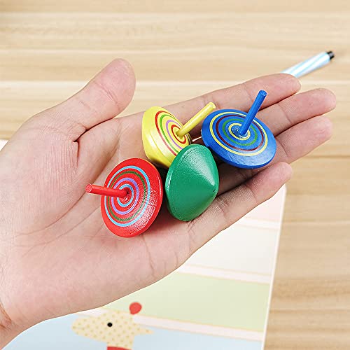 YeenGreen 30 Stück Kreisel aus Holz, Holzkreisel für Kinder, Holzkreisel als Mitgebsel für Mitgebsel Geschenk Geburtstag (Farbmischung) - Image 4
