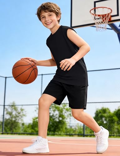 Image of Somaibo 3 Packs Boys Athletic Tank Tops Breathable Mesh Undershirts Quick Dry Sleeveless Muscle T-Shirts for Kids
