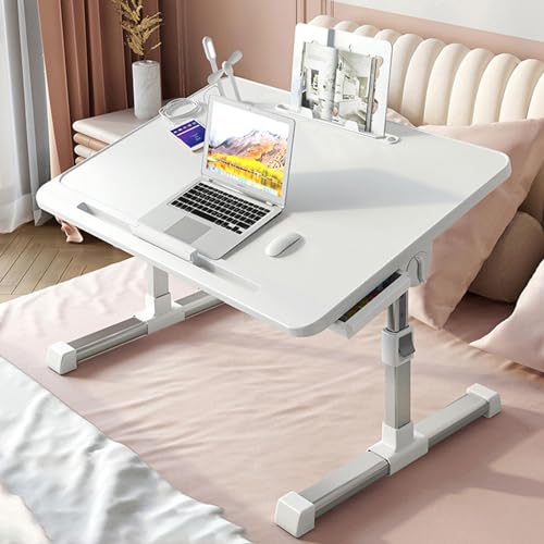 Mesa de cama para ordenador portátil con soporte ajustable y estantería de lectura 2